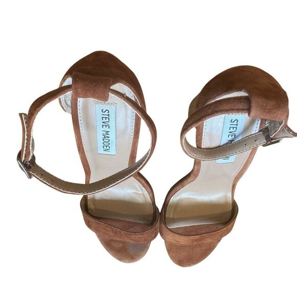 Steve Madden Chestnut Brown Carrson Dress Sandal Block Heel - Picture 6 of 12